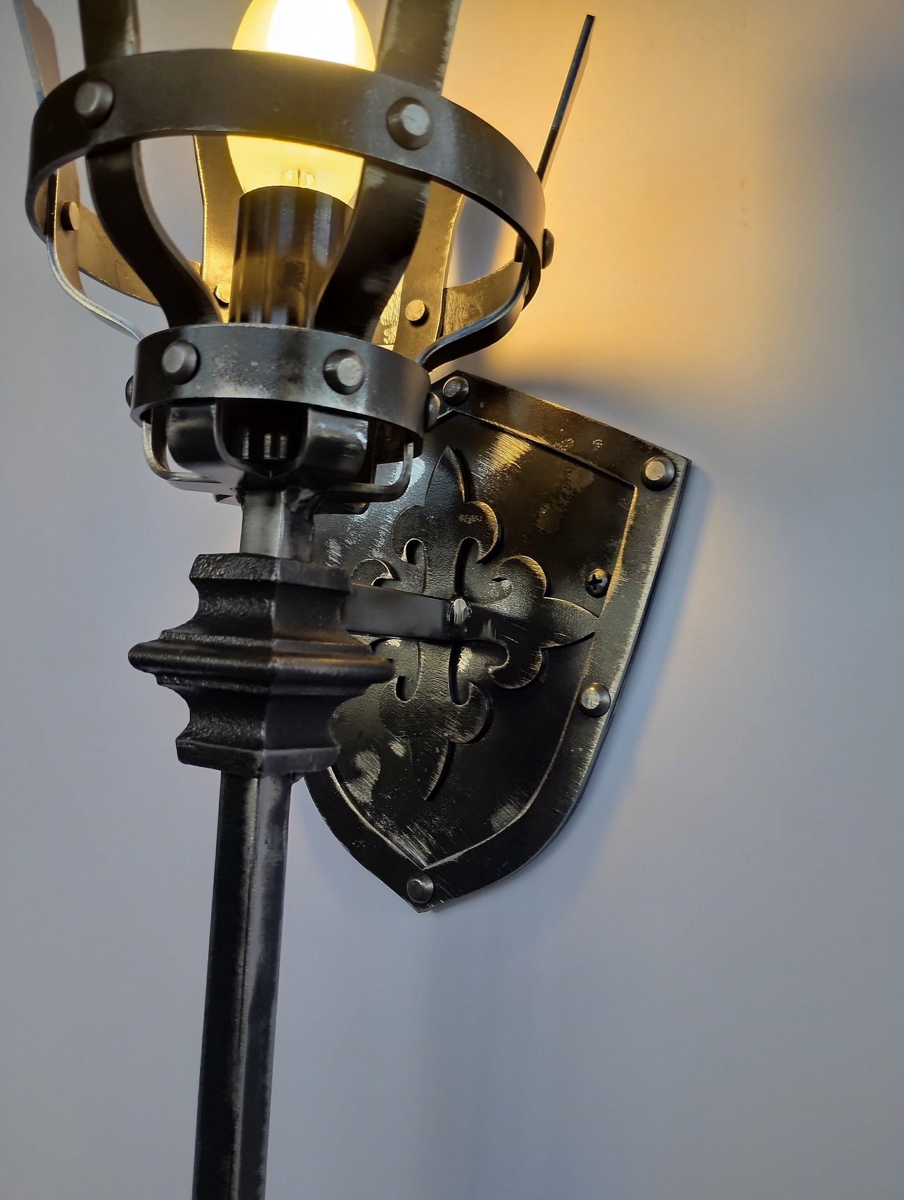 Iron medieval style torch sconce Lighting Lighting