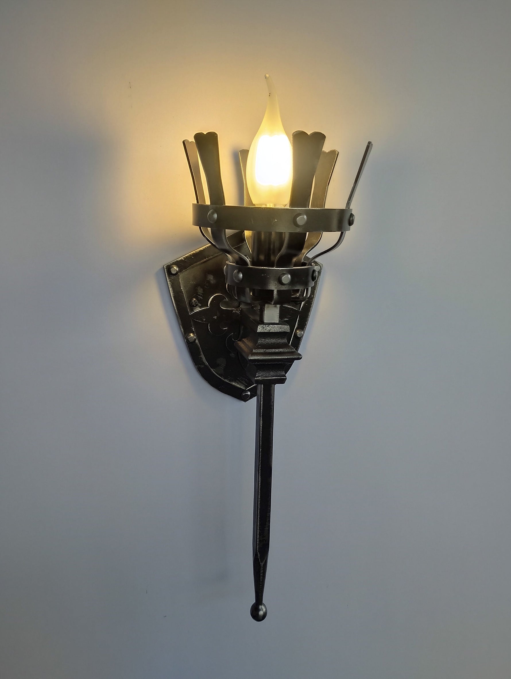 Iron medieval style torch sconce Lighting Lighting