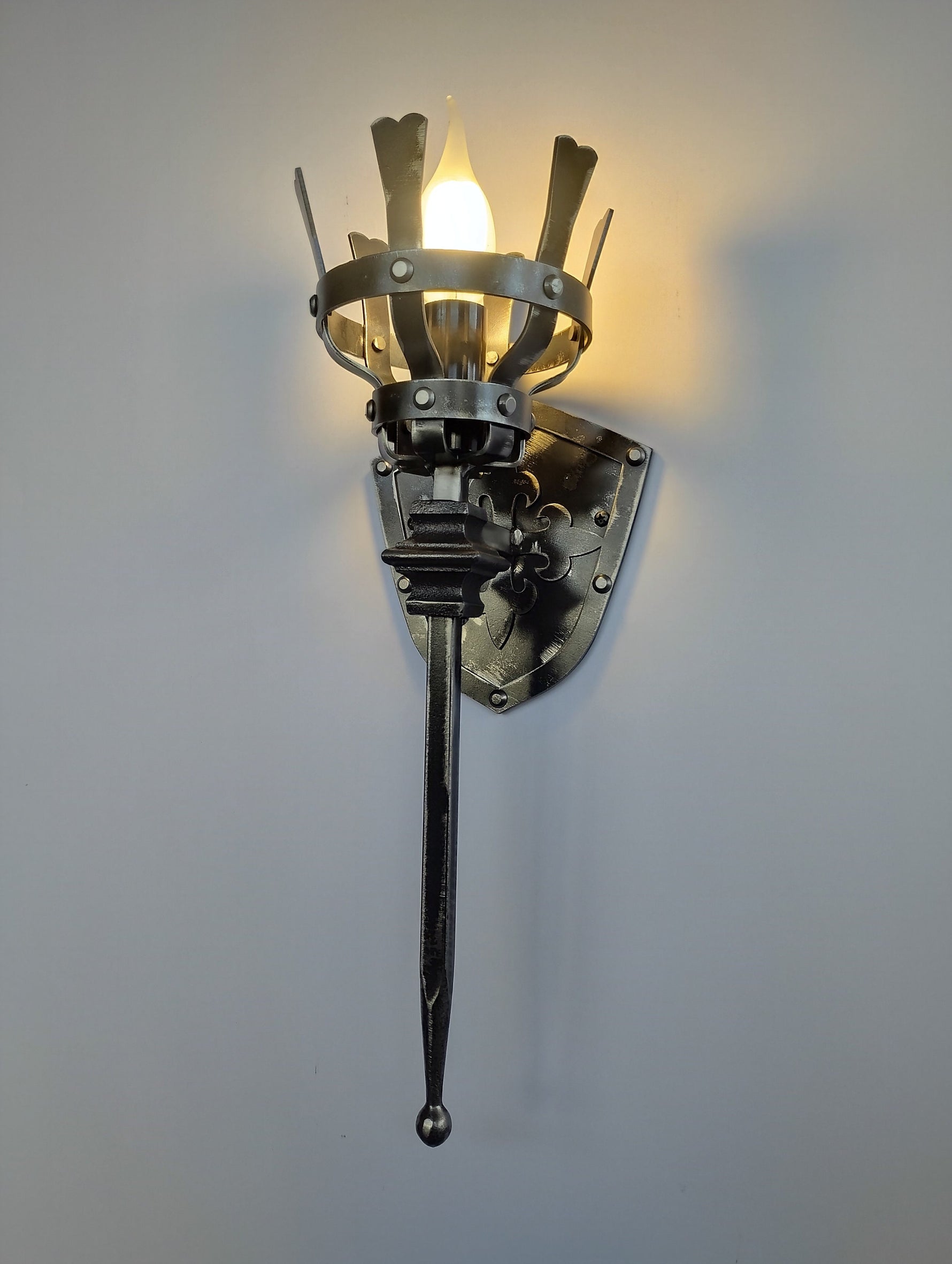 Iron medieval style torch sconce Lighting Lighting