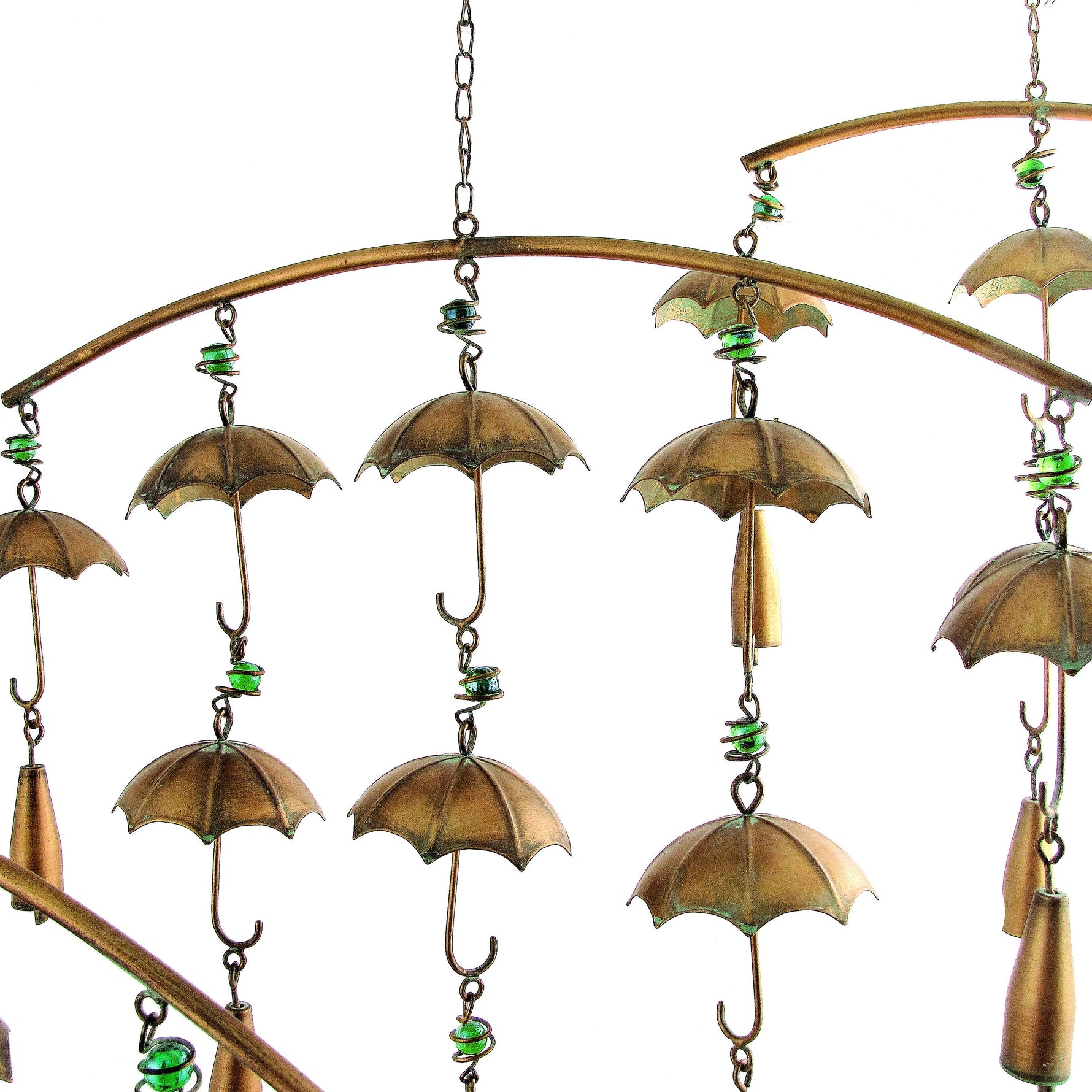 Set of 3 Antique Copper Umbrella Wind Chimes with Bells Wind Chimes Garden
