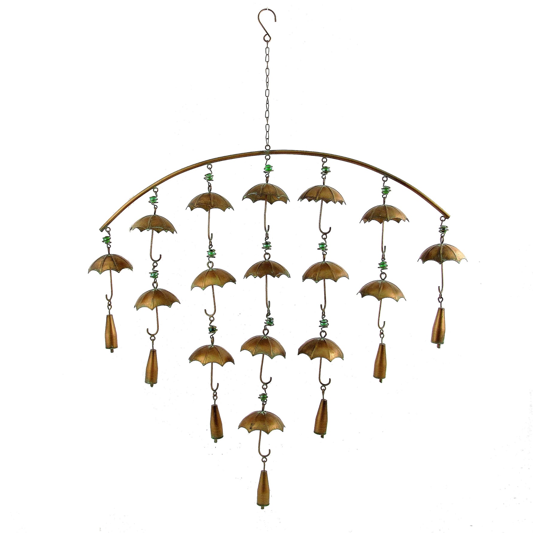 Set of 3 Antique Copper Umbrella Wind Chimes with Bells Wind Chimes Garden