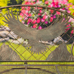 "Klamath Basin" Round Top Iron Bench with Flying Eagle Backrest Benches Furniture
