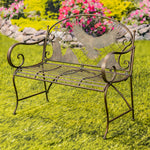 "Klamath Basin" Round Top Iron Bench with Flying Eagle Backrest Benches Furniture