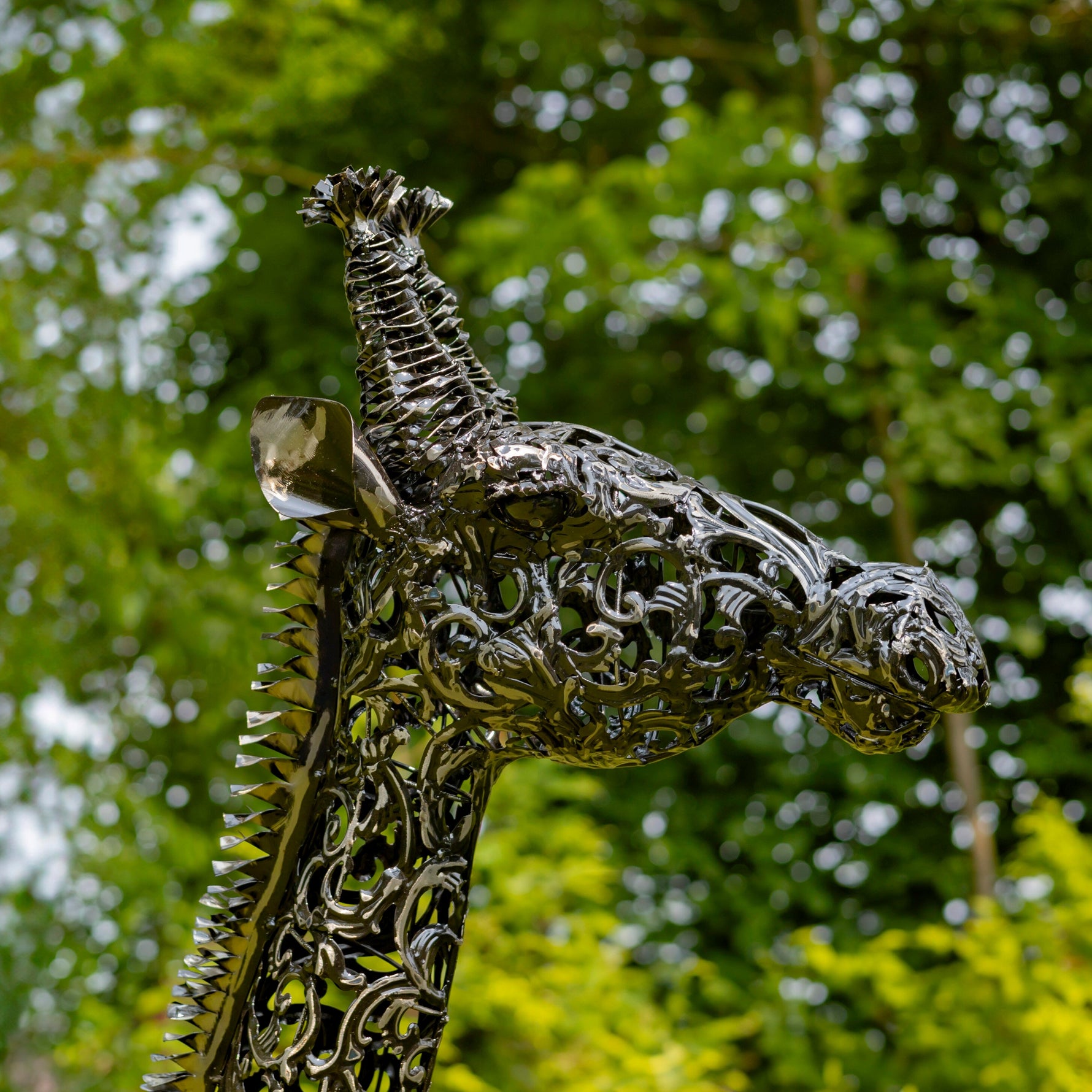 9 Ft Tall Mommy and 7 Ft Tall Baby Giraffe Iron Garden Statues Sculptures & Statues Sculpture