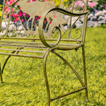 "The Highlands" Iron Garden Bench with Elk and Evergreen Silhouette Benches Furniture