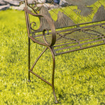 "Klamath Basin" Round Top Iron Bench with Flying Eagle Backrest Benches Furniture