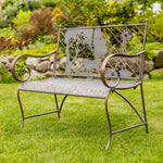 "Strasburg" Iron Garden Bench with Cow and Windmill Silhouette Benches Garden