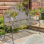 "Selkirk" Round Top Iron Garden Bench with Caribou Backrest Benches Furniture