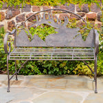 "Selkirk" Round Top Iron Garden Bench with Caribou Backrest Benches Furniture