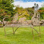 "Yellowstone" Round Top Iron Garden Bench with Grizzly Bear & Mountain Silhouette Benches Furniture