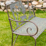"Strasburg" Iron Garden Bench with Cow and Windmill Silhouette Benches Garden