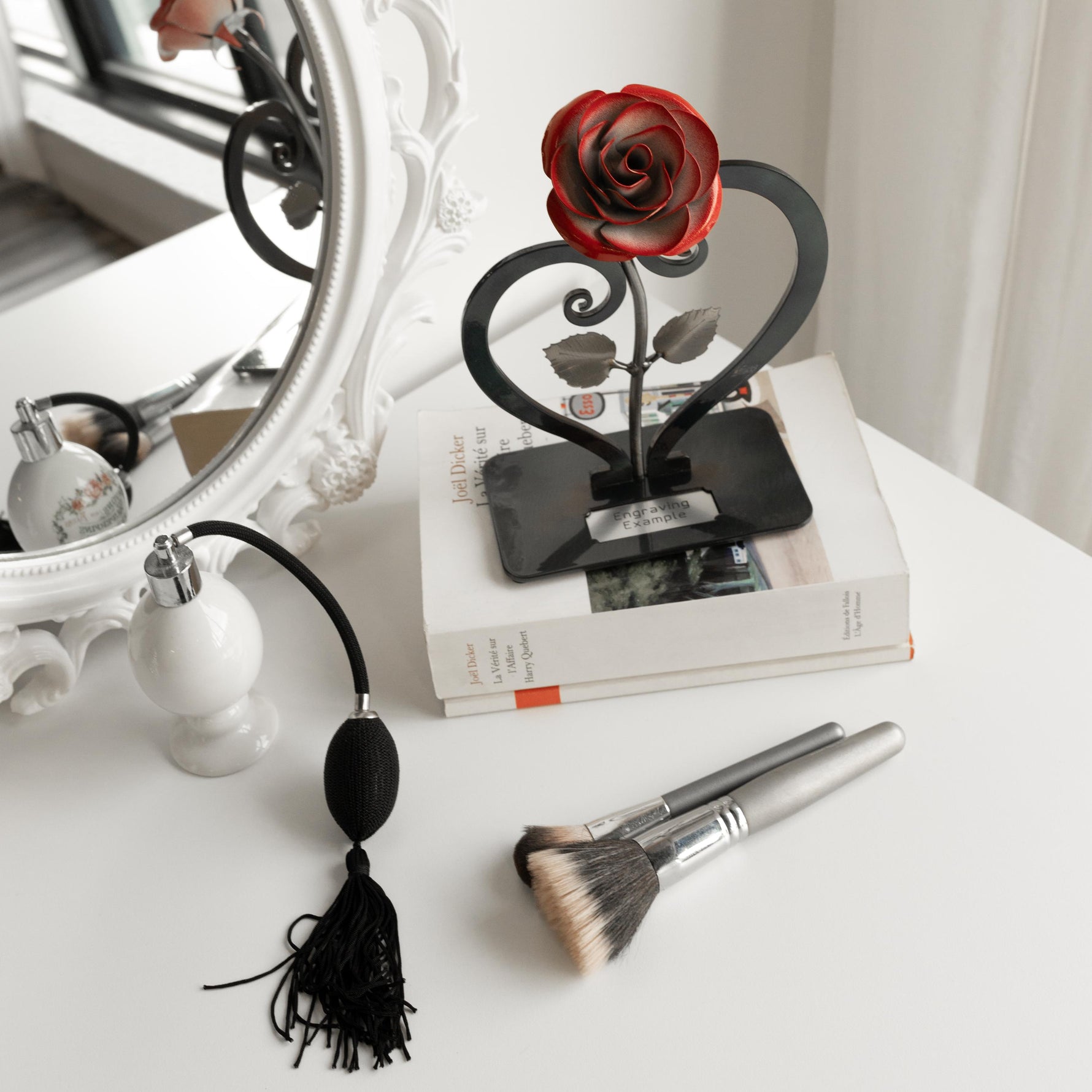 Red Metal Rose with Stand Decor Gift