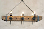 Castle Wood beam and wrought iron chandelier Lighting Lighting