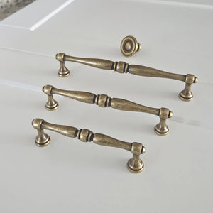 Vintage Drawer Pulls in Antique Brass - Old West Iron