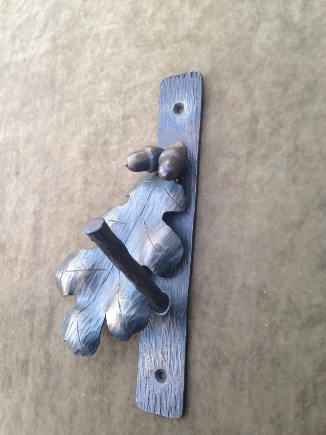 Hand Forged Iron Oak Leaf and Acorn Wall Mounted Hook