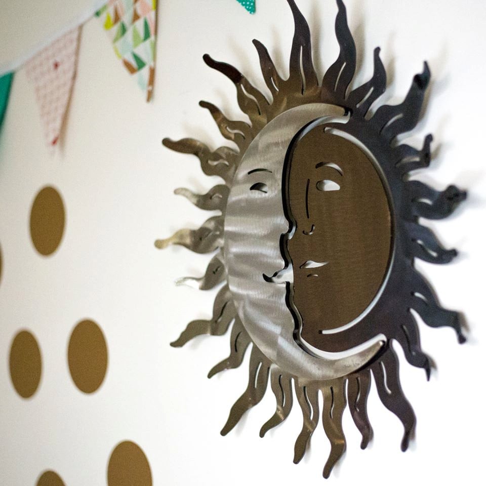 Wrought Iron Sun and Moon Wall Art Wallpaper Wall Sign