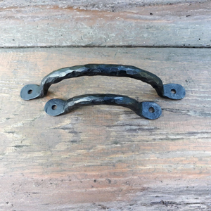 Hand Forged Iron Cabinet Handle - brushed & oiled / 4 1/2"