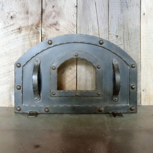 Rustic Farmhouse Arched Freestanding Pizza Oven Door - Small 12" tall x 20" wide