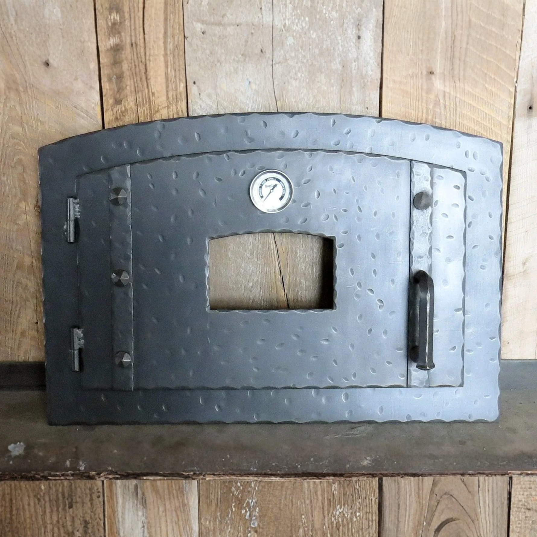 Custom Mediterranean Arched Hinged Pizza Oven Door