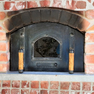 Mediterranean Arched Freestanding Pizza Oven Door - Small 12" tall x 20" wide