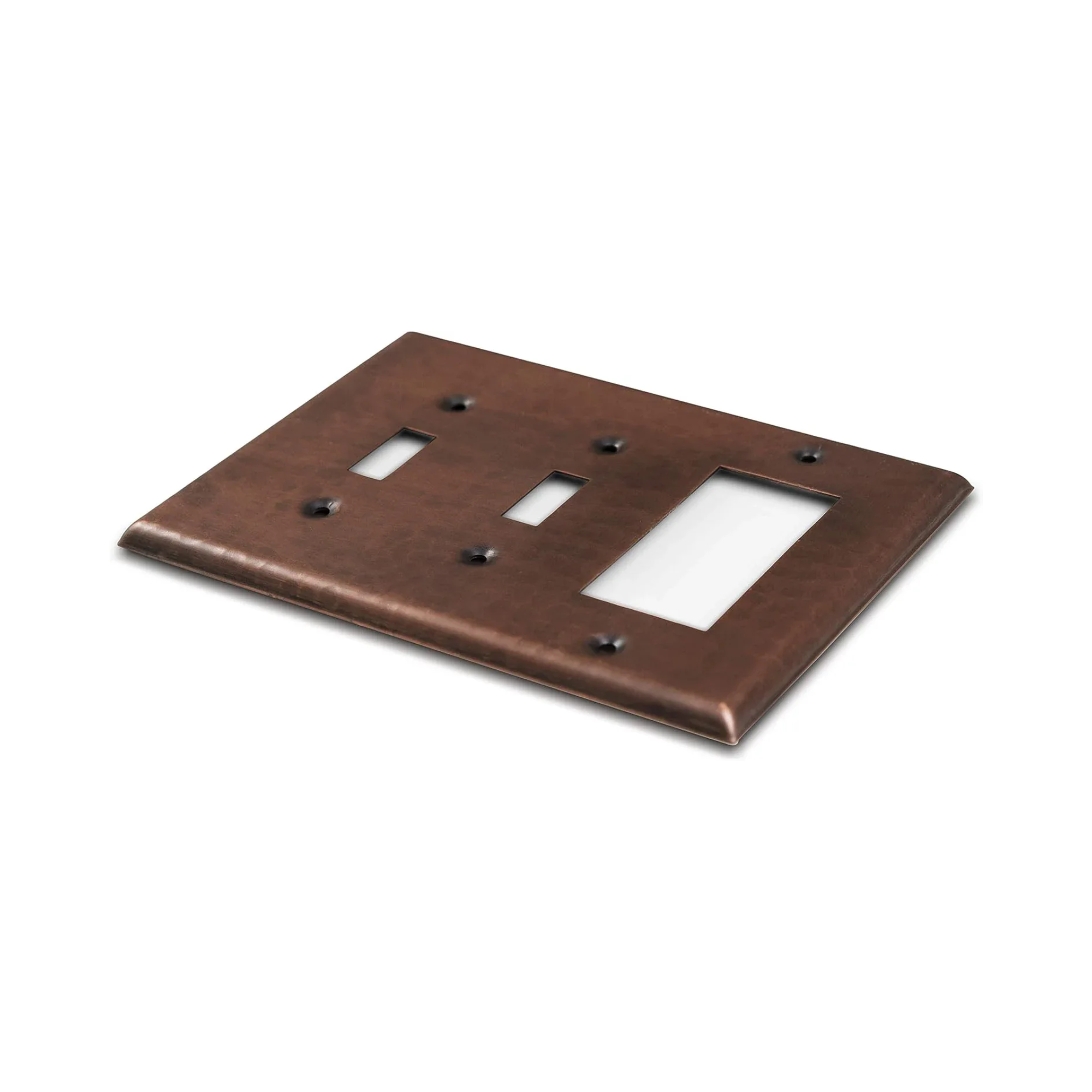 Triple Switch Hand Hammered Copper Toggle Rocker Combination Switch Plate