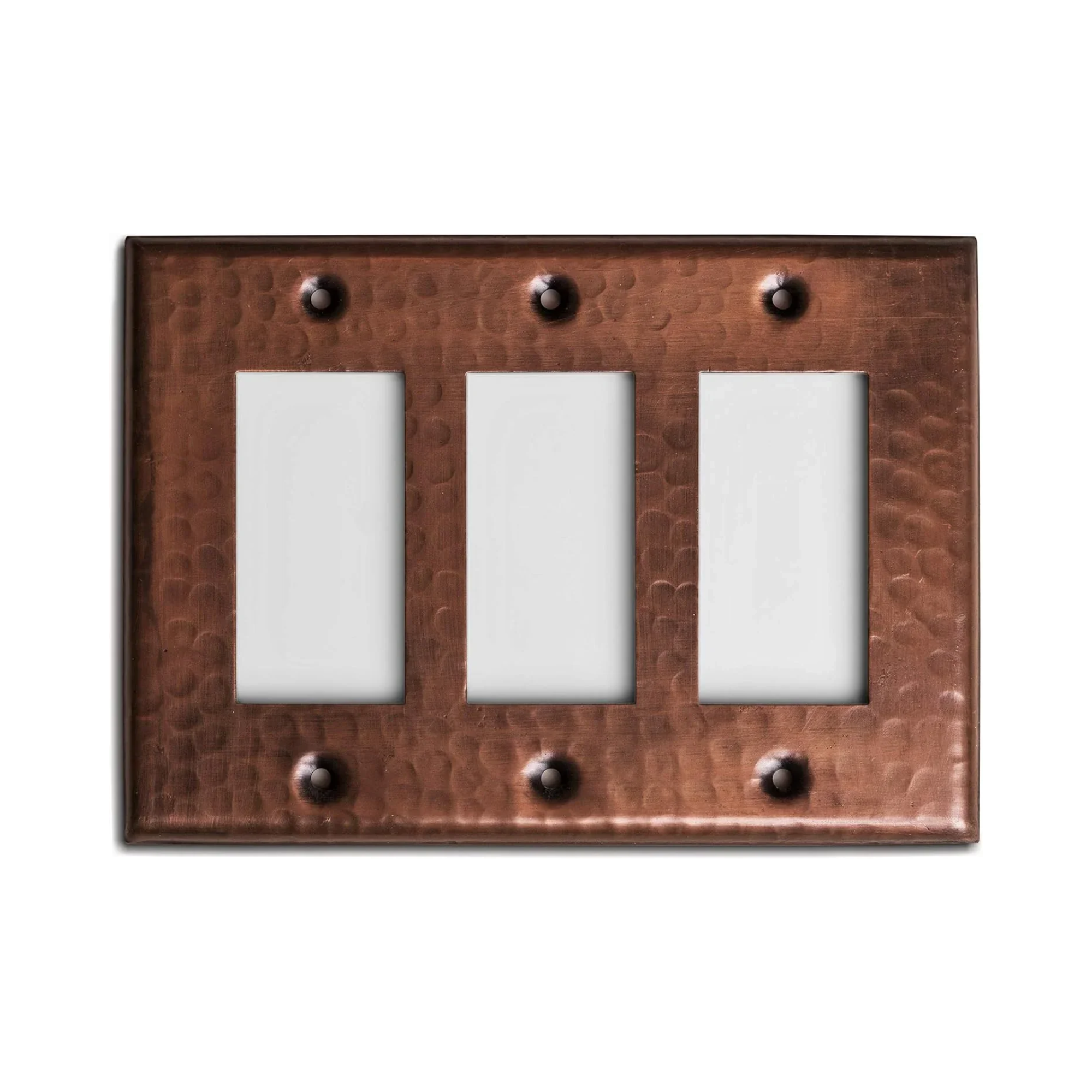 Pure Copper Hammered Triple Rocker Switch Plate