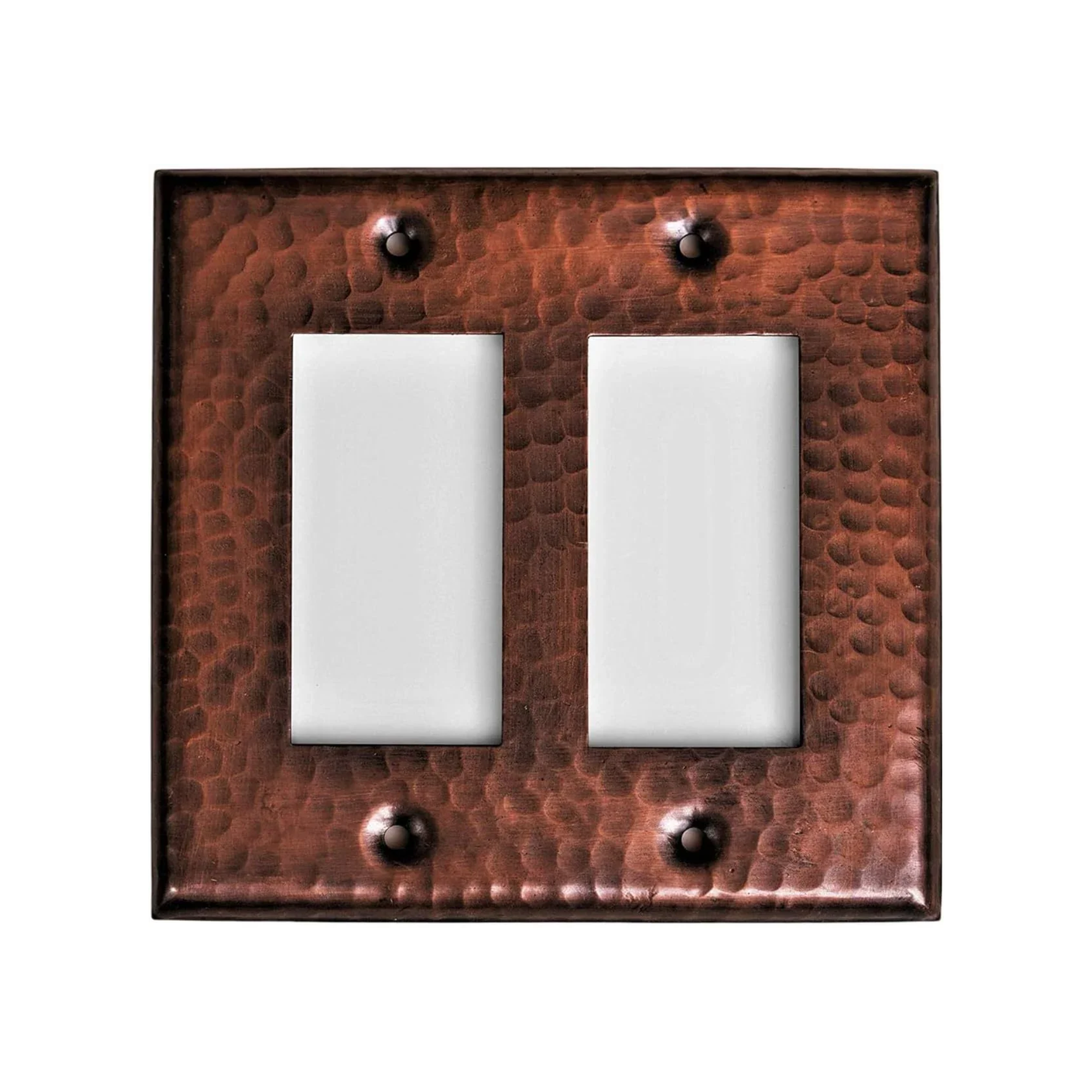 Double Rocker Hand Hammered Copper Switch Plate