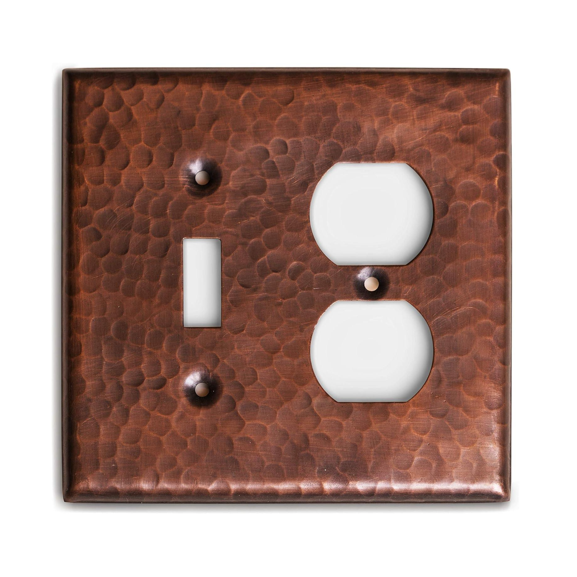 Hand Hammered Toggle and Duplex Combination Copper Switch Plate