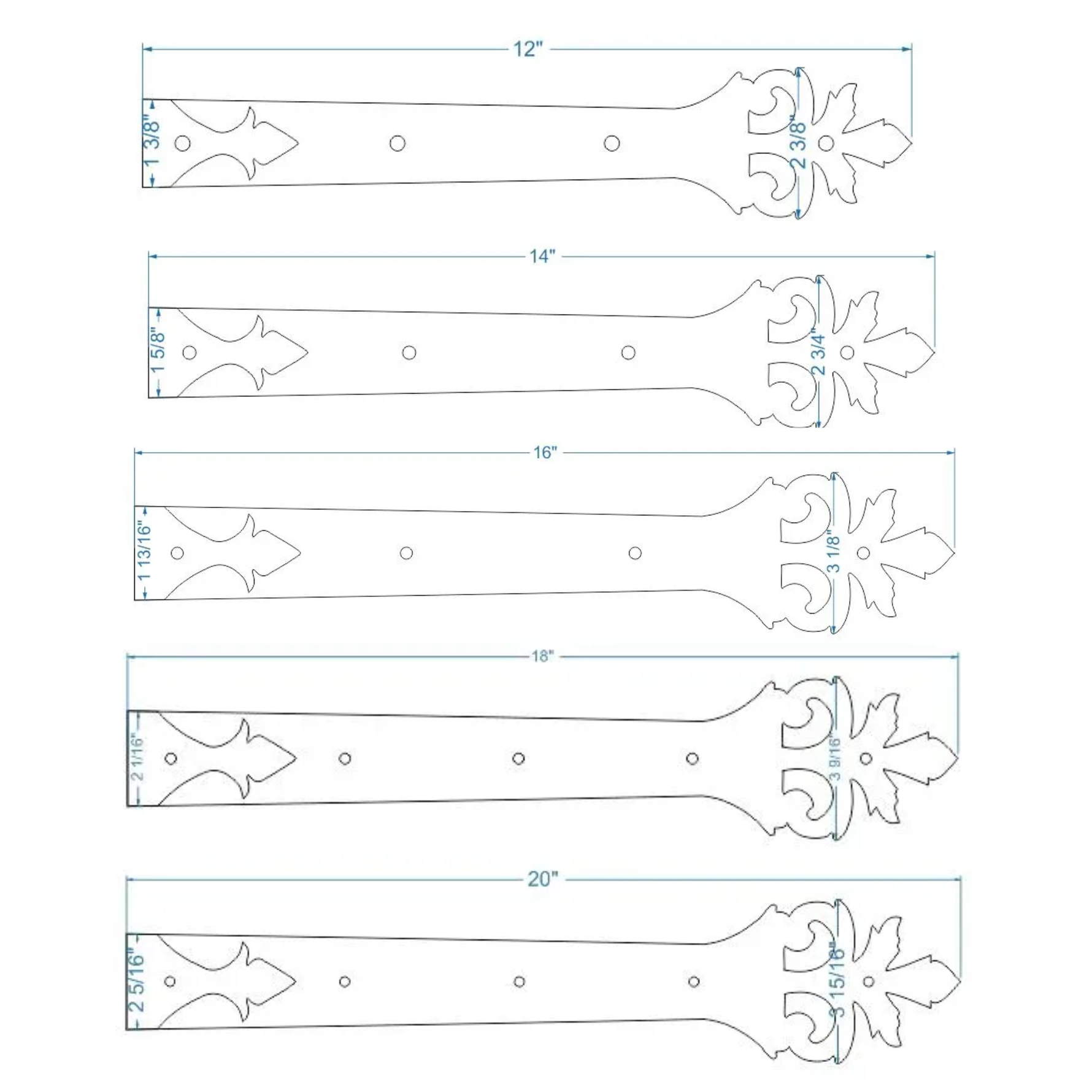 Courroie De Charnière De Fonctionnement En Fer Forgé D'acanthe Romaine