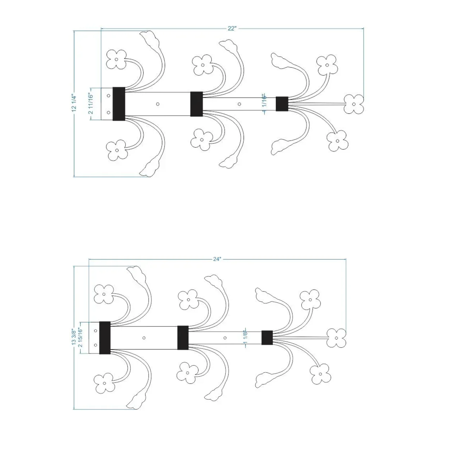14th Century Wrought Iron Garage Door Dummy Hinge Strap