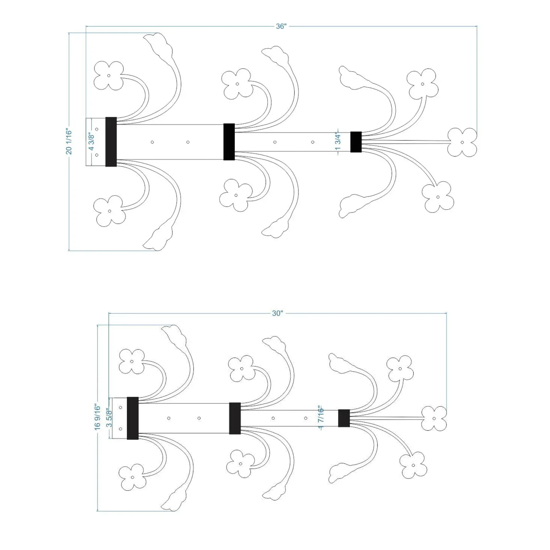 14th Century Wrought Iron Garage Door Dummy Hinge Strap