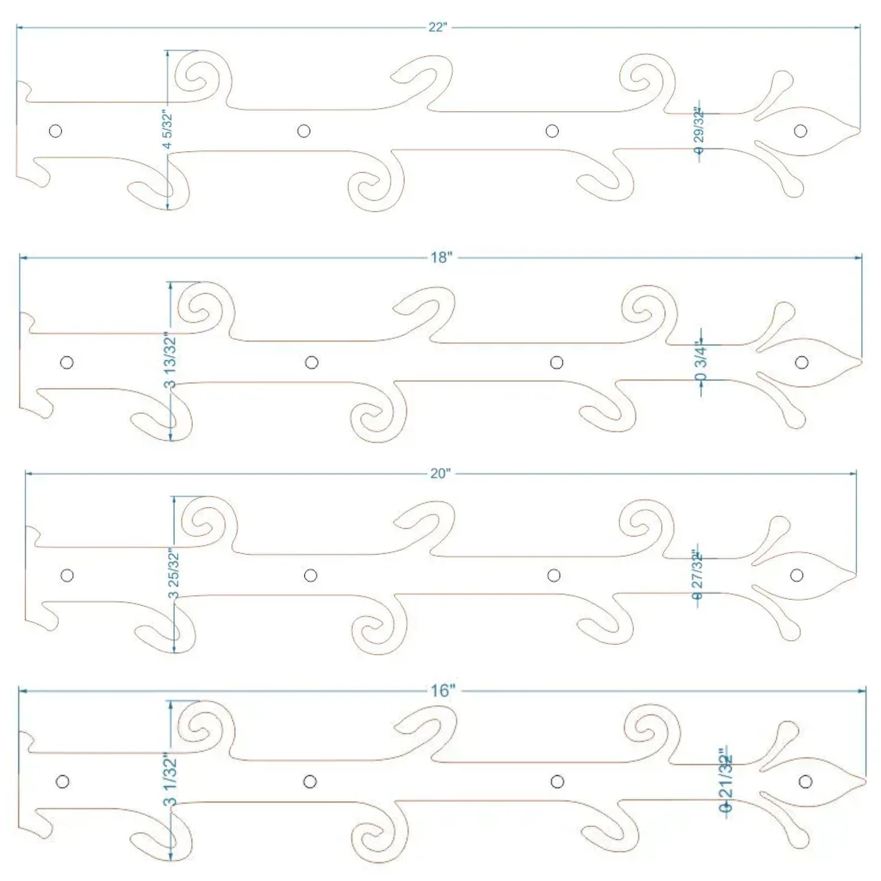 Old English Castle Wrought Iron Garage Door Dummy Hinge Strap