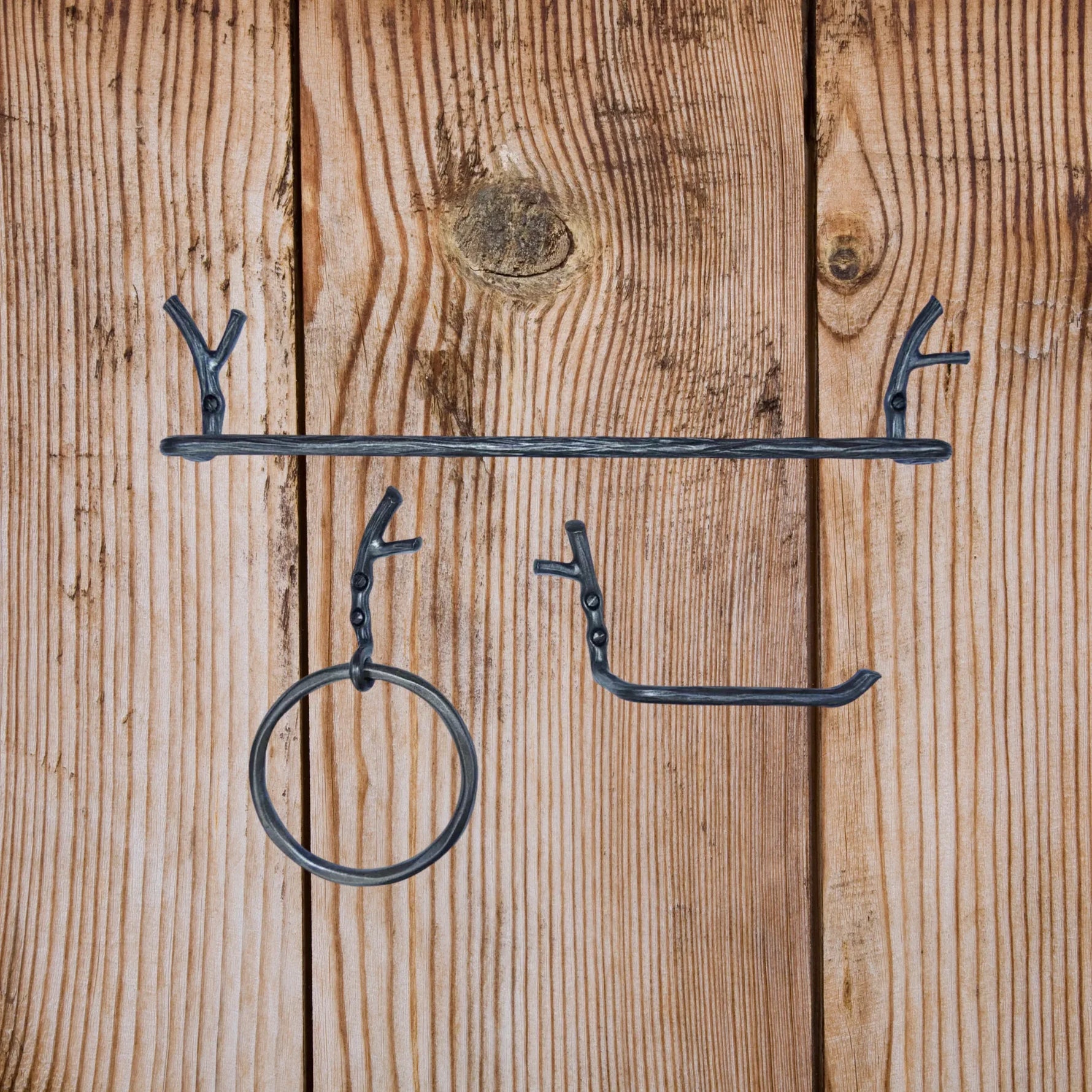 Wrought Iron Bathroom Branch Decor Set of 3 - Old West Iron