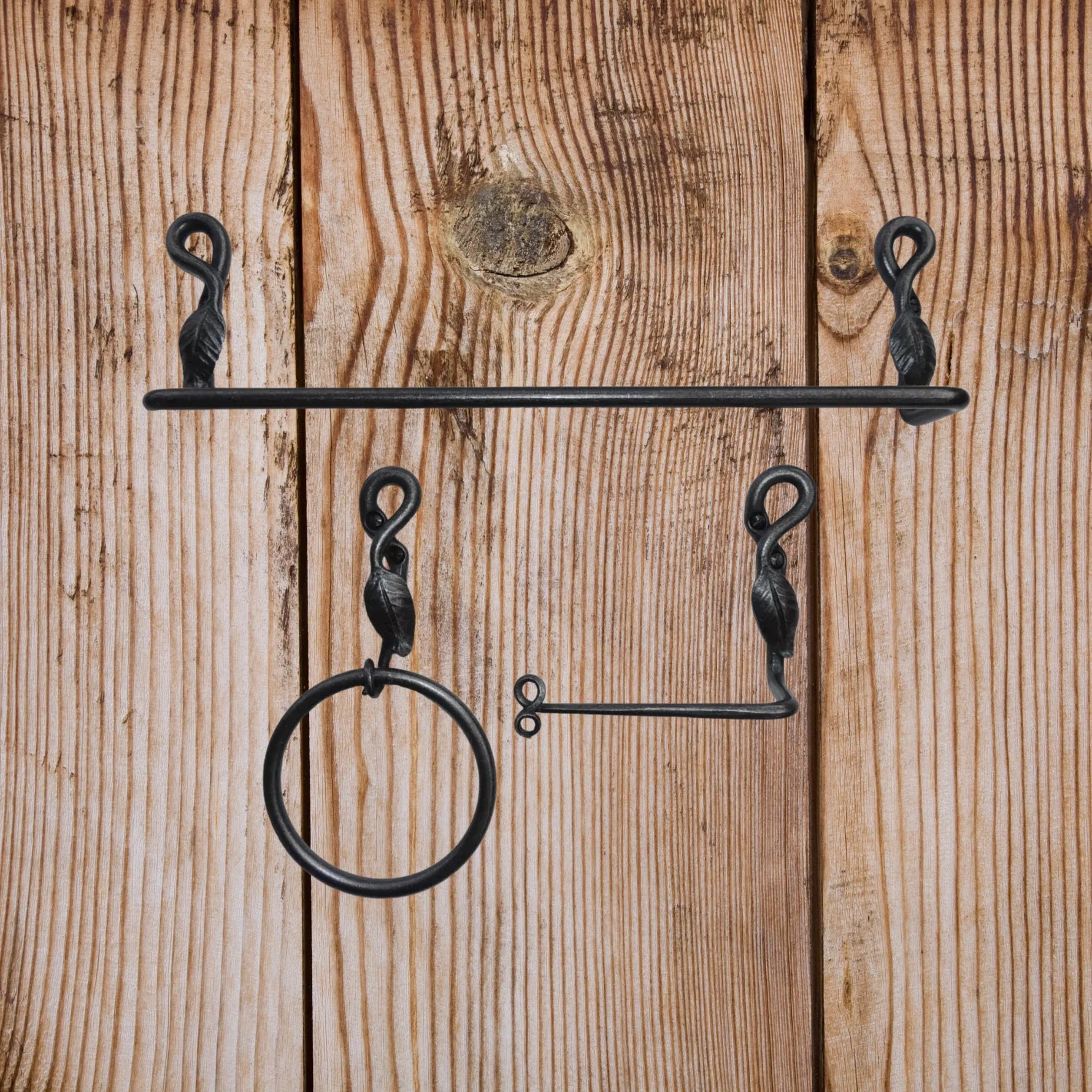 Wrought Iron Bathroom Accessories Leaf Set of 3 - Old West Iron