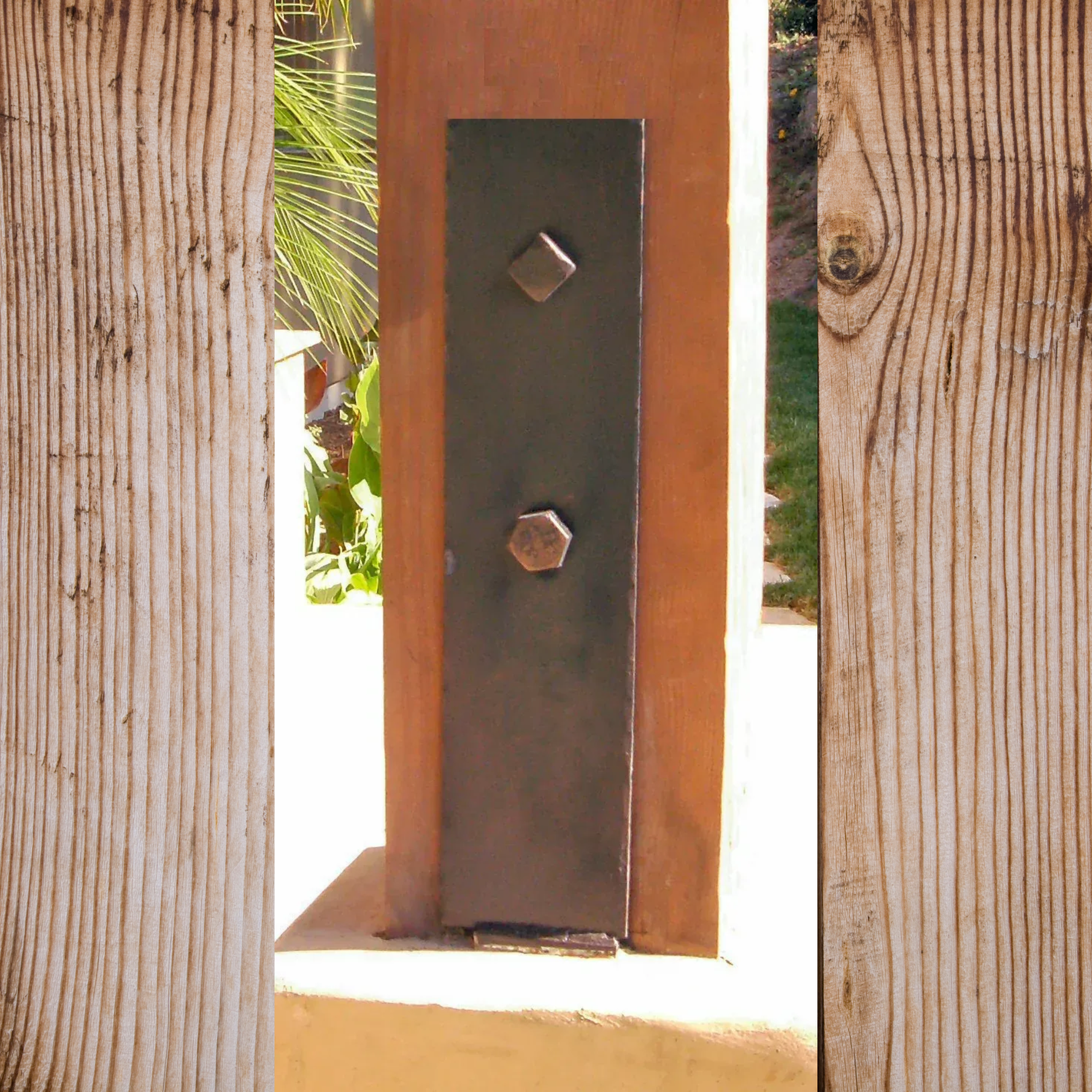 Plain Straight Iron Faux Post Base - Straps Only, No Base