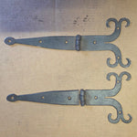 Pair of ornate metal hinges for a gate heavy duty hand forged material