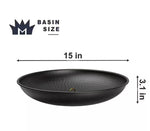 Hand Hammered Black Rain Chain Anchoring Basin - 15" diameter Garden