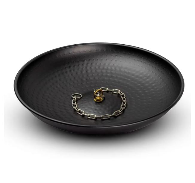 Hand Hammered Black Rain Chain Anchoring Basin - 15" diameter Garden