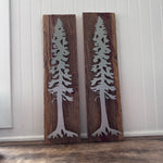 Set of Pine Trees on Barn Wood