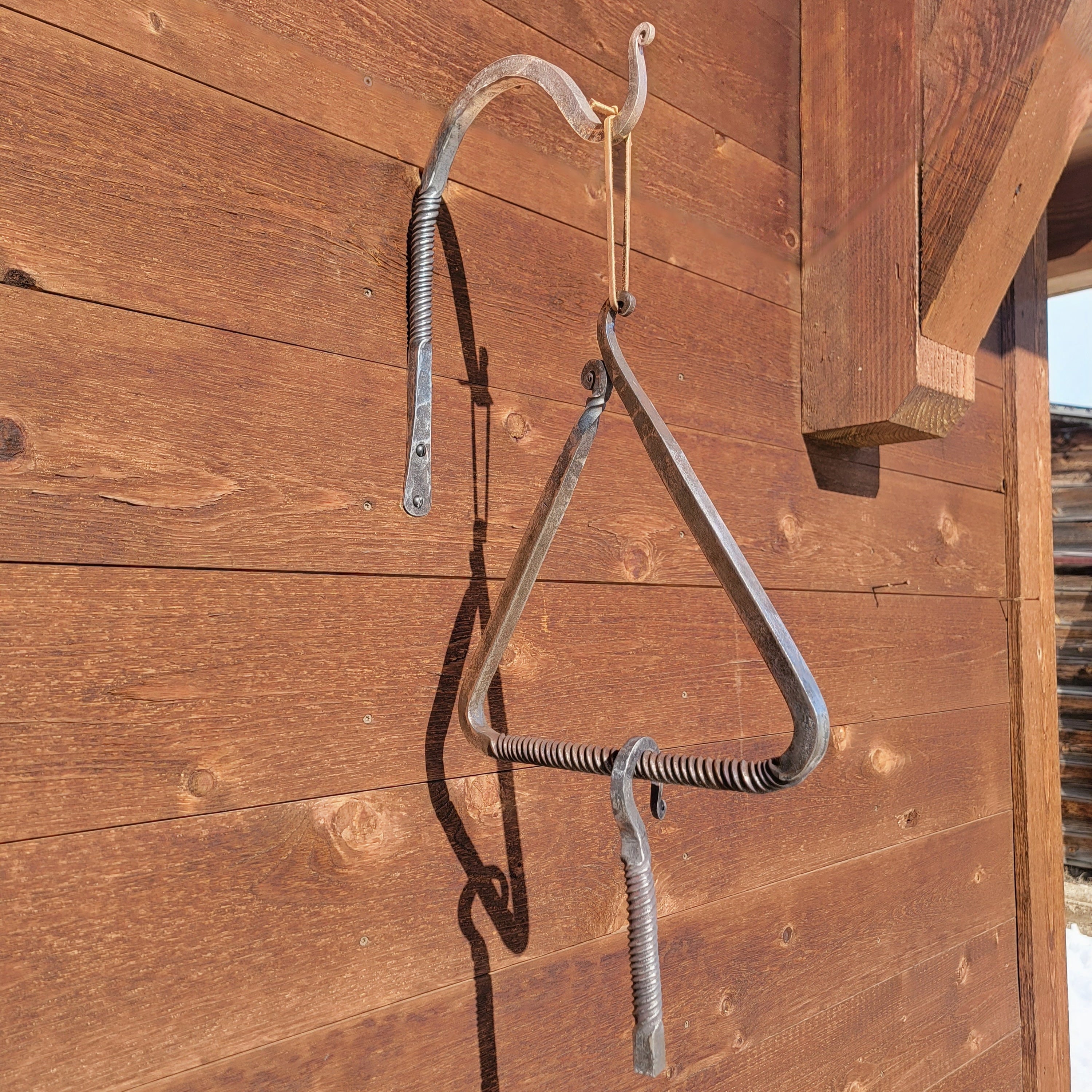 Hand Forged Twisted Iron Dinner Triangle