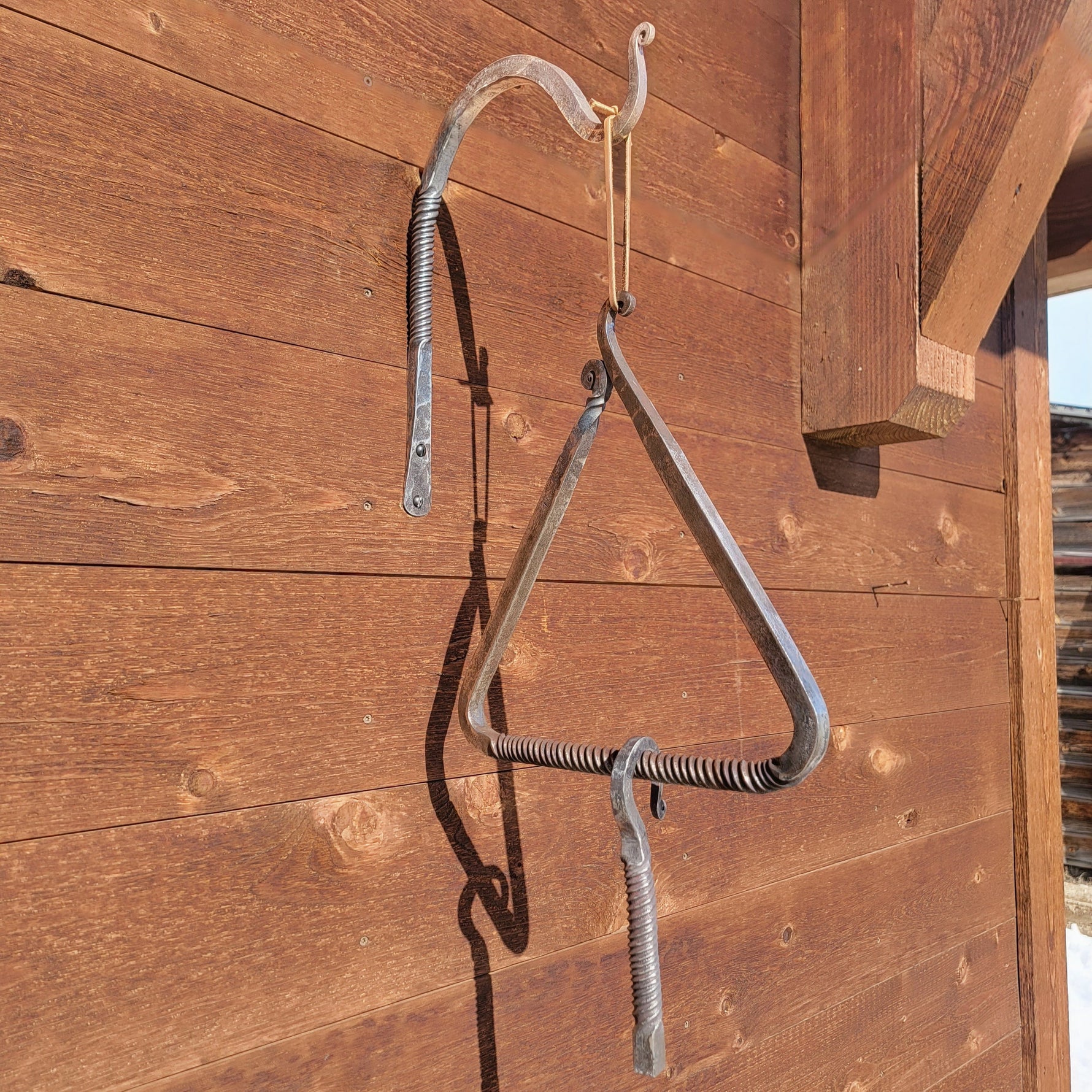 Hand Forged Twisted Iron Dinner Triangle