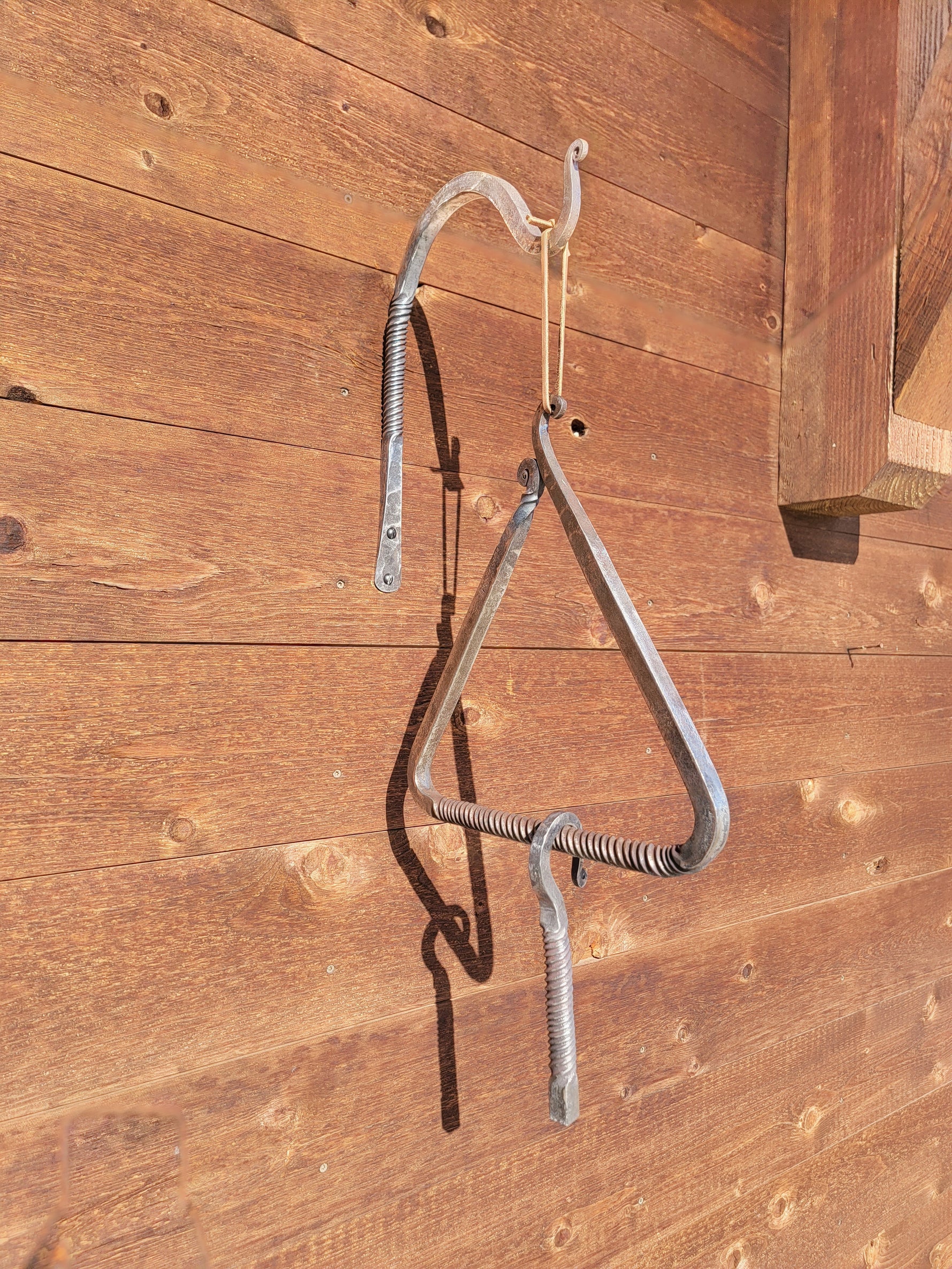 Hand Forged Twisted Iron Dinner Triangle