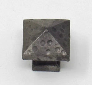 Small Square Hammered Pyramid Cabinet Knob - Old West Iron