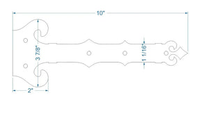 Baroque Iron Garage Door Dummy Hinge Strap - Old West Iron