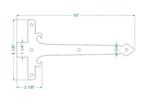Georgian Iron Garage Door Dummy Hinge Strap - Old West Iron