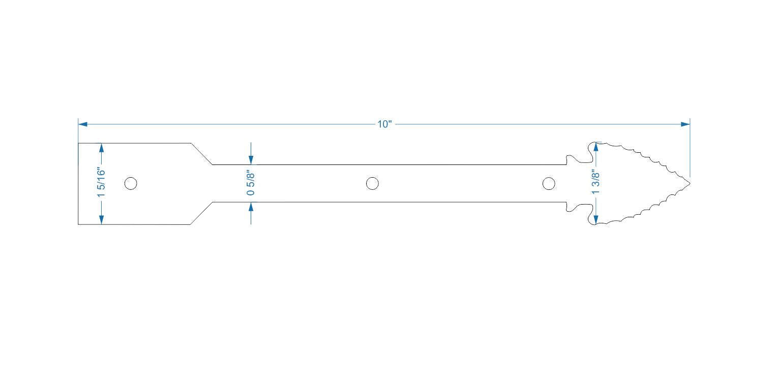 Authentic Arrowhead Iron Garage Door Dummy Hinge Strap