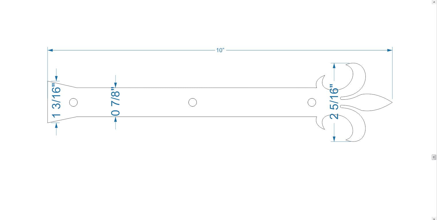 Egyptian Fleur De Lis Iron Garage Door Dummy Hinge Strap