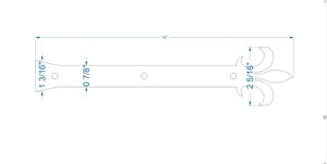 Egyptian Fleur De Lis Iron Garage Door Dummy Hinge Strap - Old West Iron