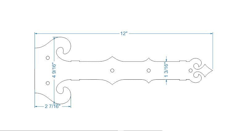 Baroque Iron Garage Door Dummy Hinge Strap