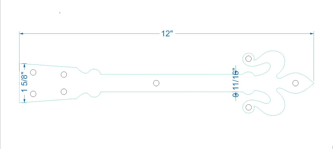 Florence Fleur De Lis Iron Garage Door Dummy Hinge Strap